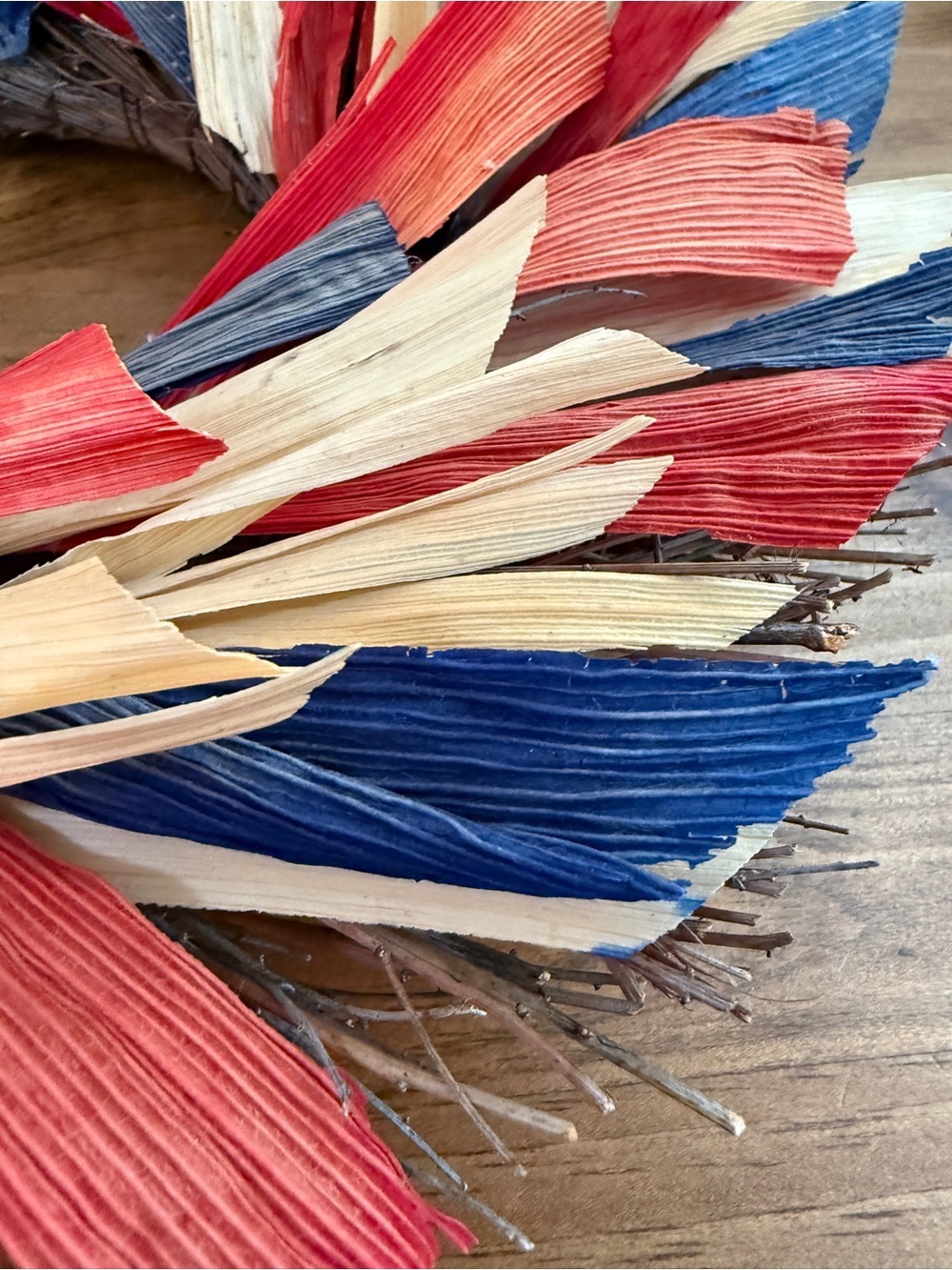 Patriotic Red, White & Blue Raffia Holiday Wreath - Picture 9 of 10
